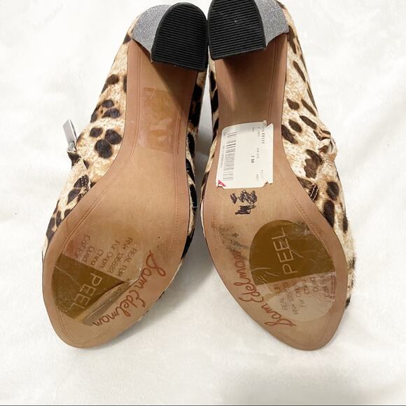 Sam Edelman Felix leopard silver glitter calf hair heeled booties size 7 NWT - Picture 7 of 9